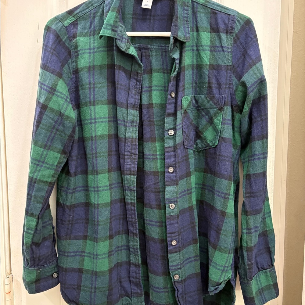 Old Navy Women’s Green and Blue Plaid Shirt